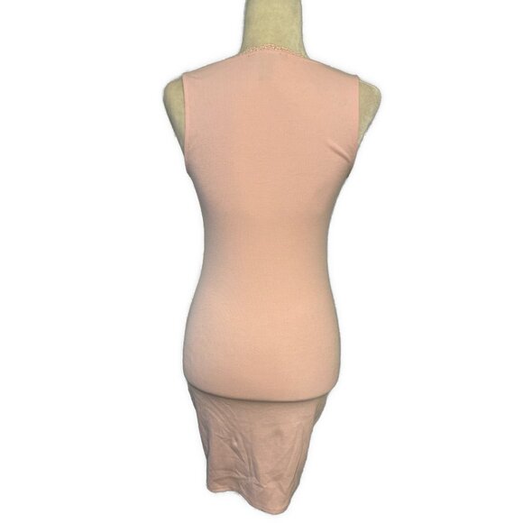 forever 21 Solid Baby pink ribbed lace tank Bodycon mini dress Small - Picture 2 of 4